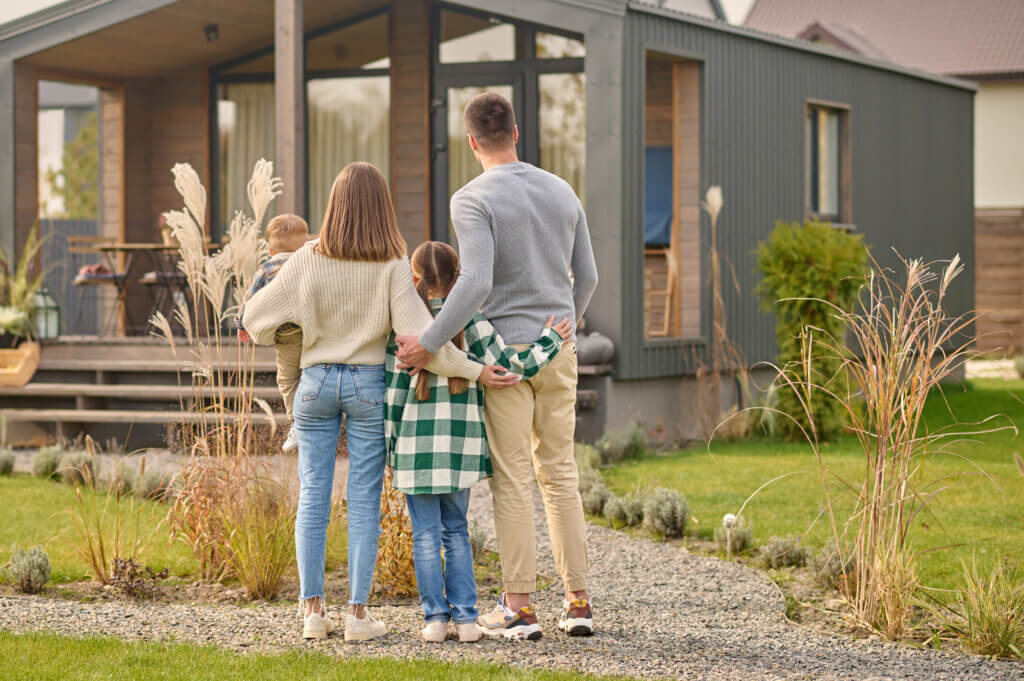 Family walking into home