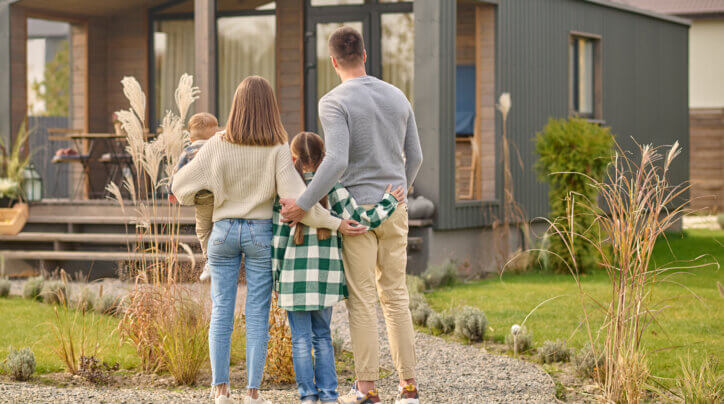 Family walking into home