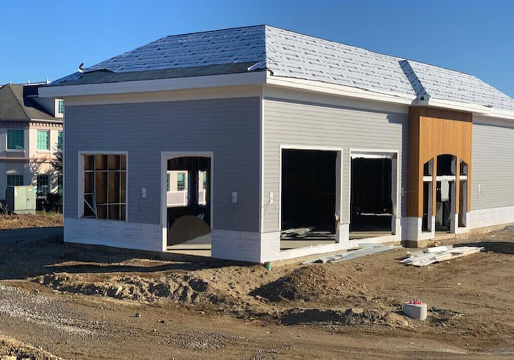 National Retail Coffee Shop Exterior Build Process using Prefabricated Metal Framing